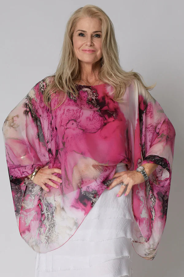 KESSIA SILK TOP IN BLUSH