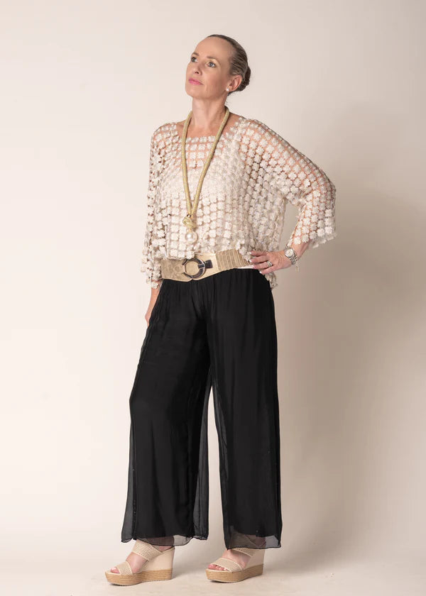 CARERA WOVEN METALLIC TOP IN LATTE