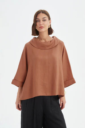 FUNNEL NECK BOXY TOP