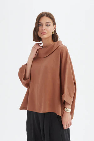 FUNNEL NECK BOXY TOP
