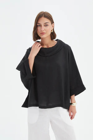 FUNNEL NECK BOXY TOP