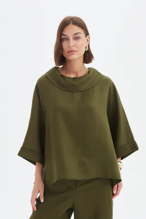 FUNNEL NECK BOXY TOP