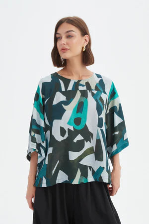 WIDE SLEEVE PRINT TOP
