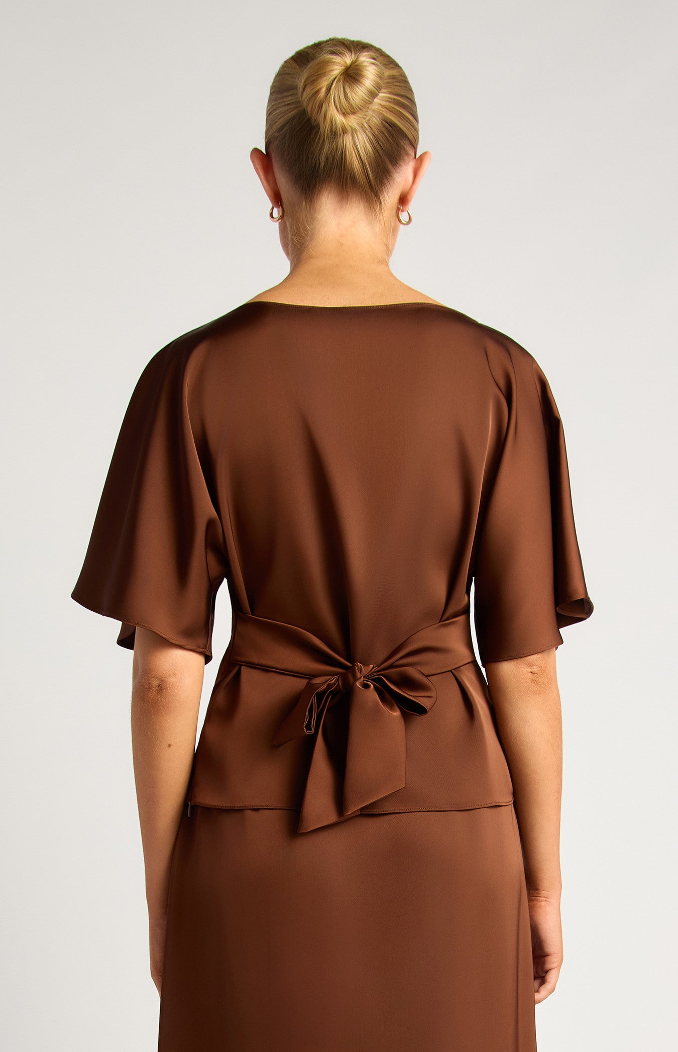 CAPE SLEEVE SATIN TOP