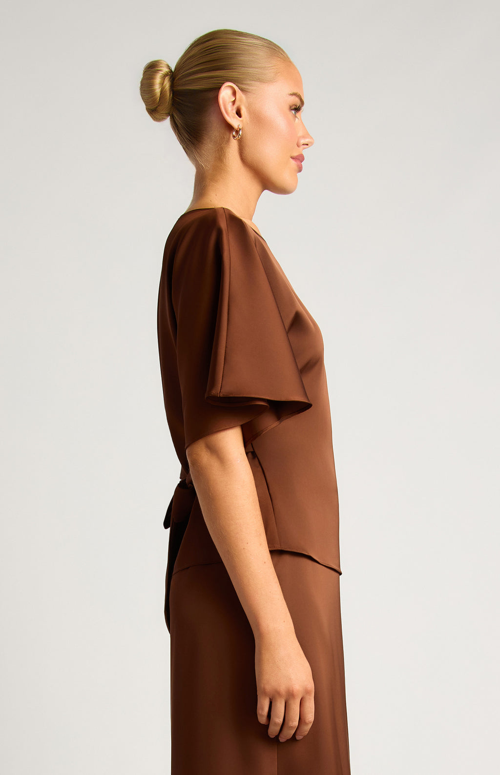 CAPE SLEEVE SATIN TOP