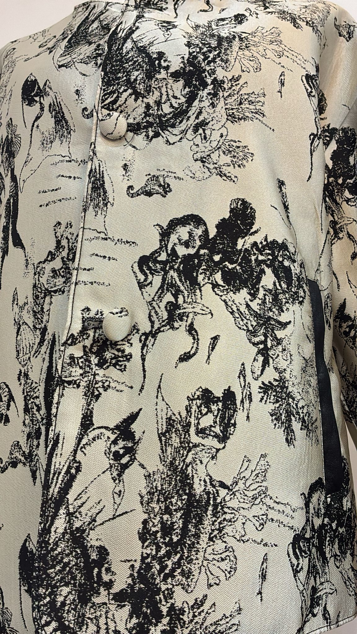Reversible Toile & Faux Leather Statement Jacket