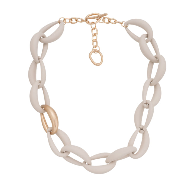 Zen Oversized Clay Link Necklace Latte – product shot white background