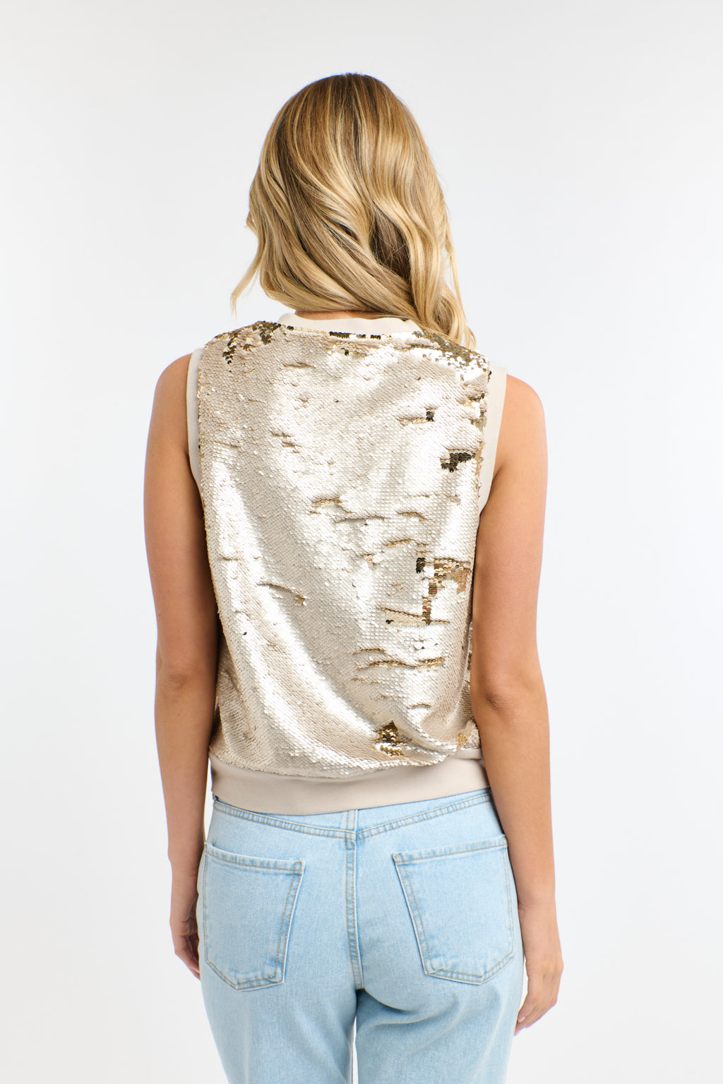 SEQUIN TANK PEARL GOLD TOP