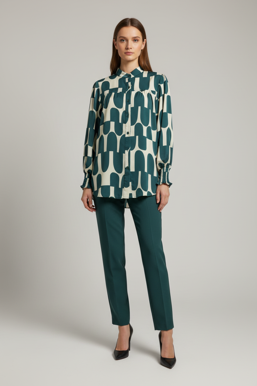 OVAL MIXED PRINT SHIRT