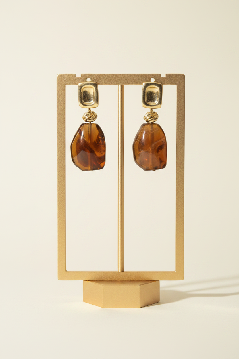 Amber drop earrings display shot