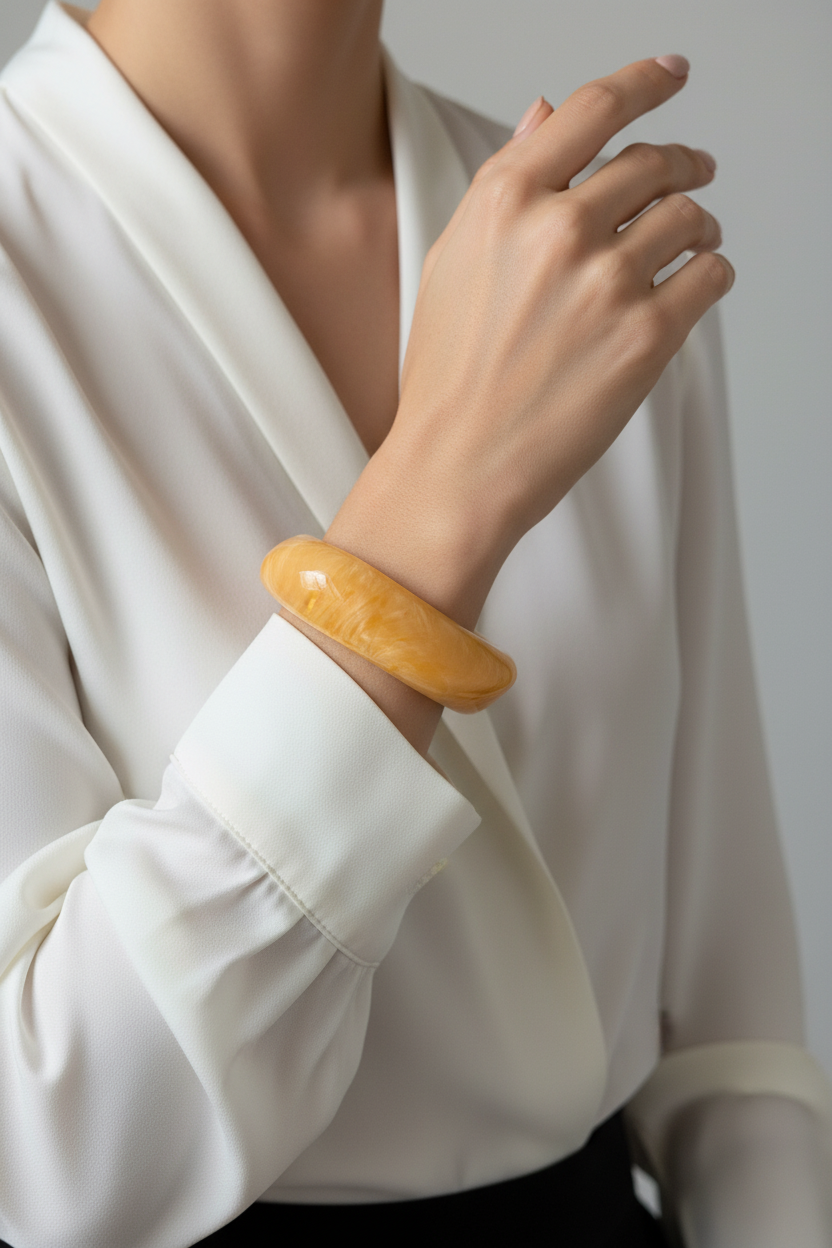 Amber Resin Bangle – On Model