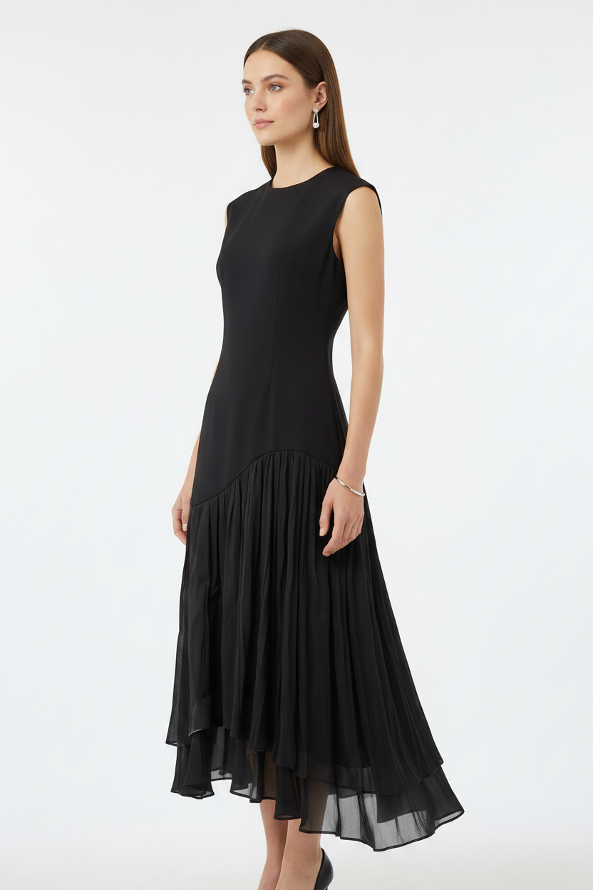 Asymmetric Pleated Dress - Side