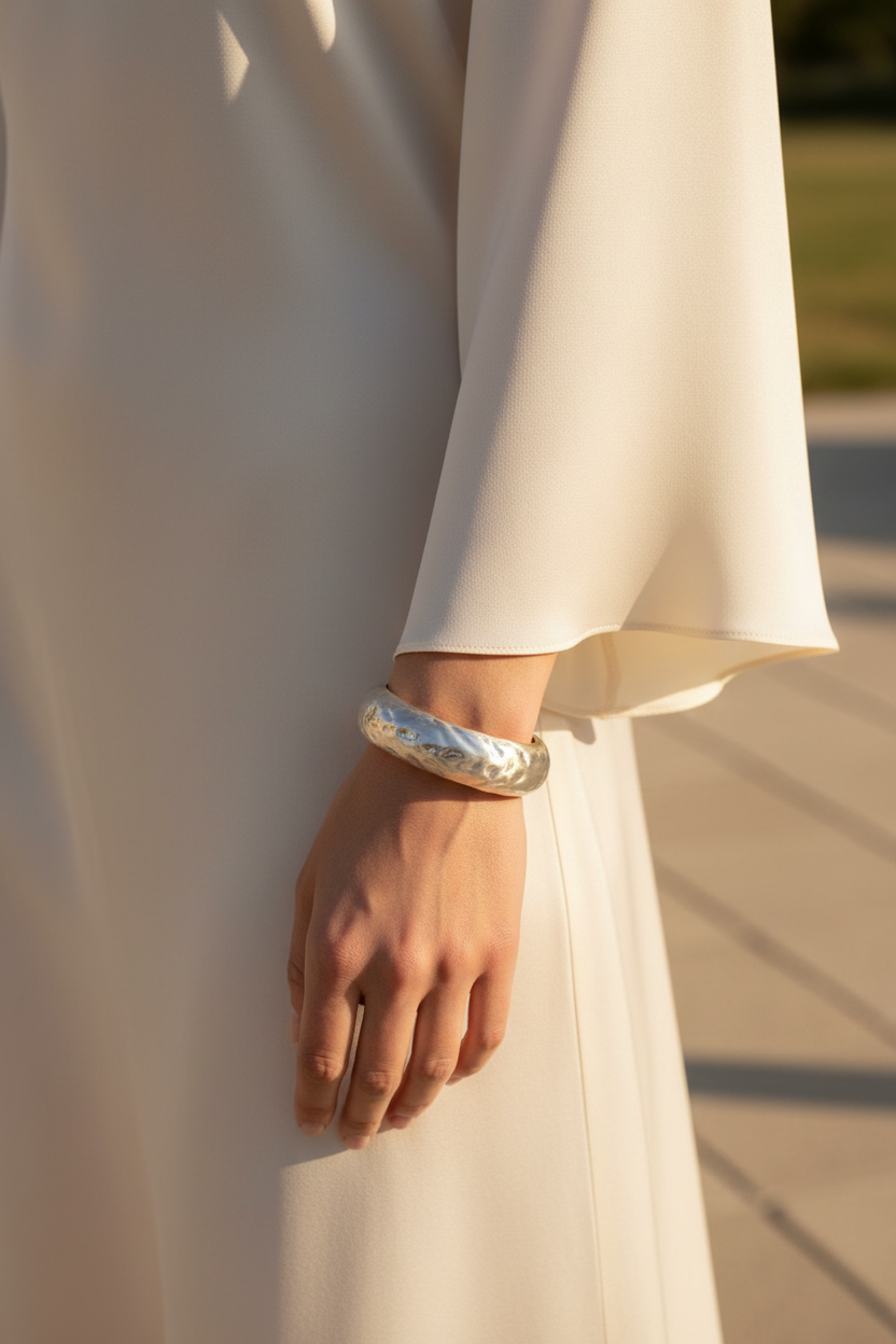 Ava silver molten cuff outdoor