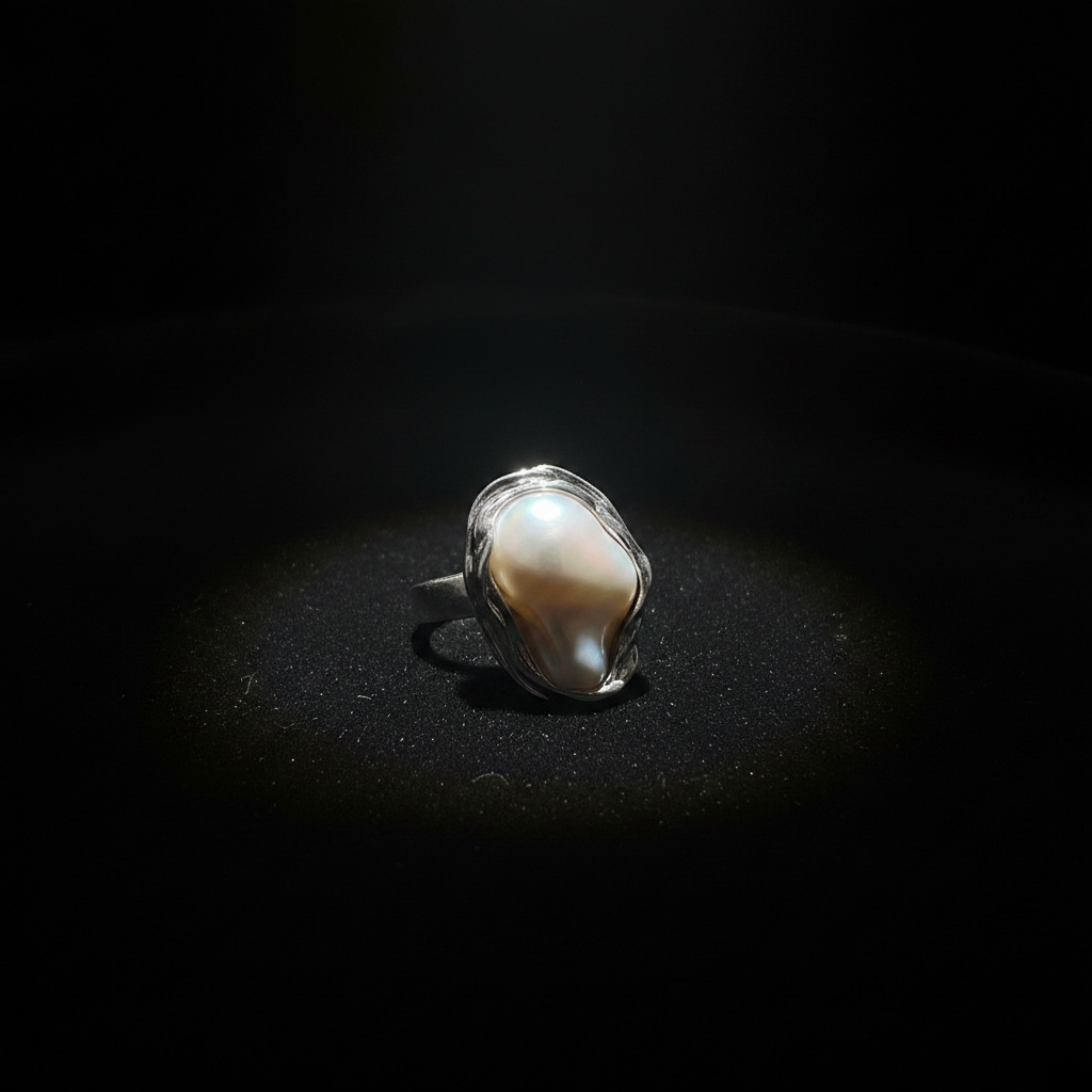 Baroque Pearl Ring - Dark Mood