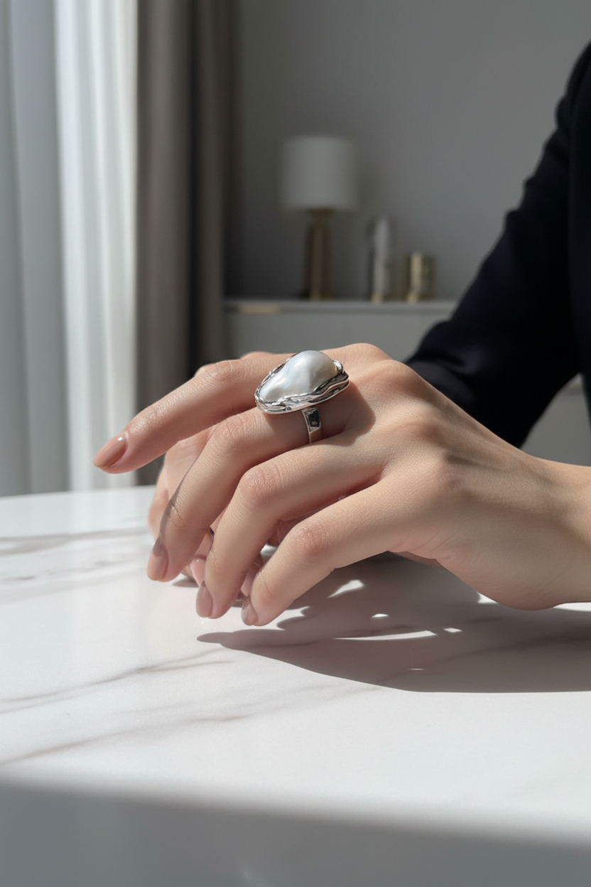 Baroque Pearl Ring - Lifestyle