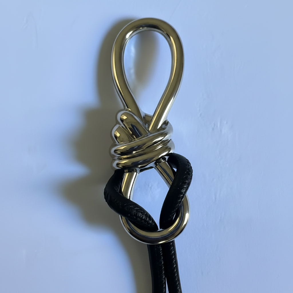 Black Cord Belt Buckle - Plain White Background
