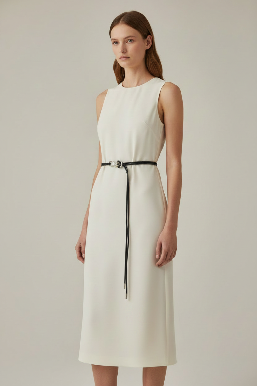 Black Cord Belt On Model - Short Cords