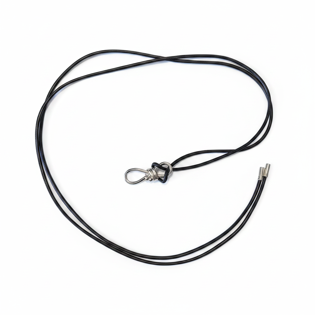 Black Cord Belt Silver Buckle Flat Lay