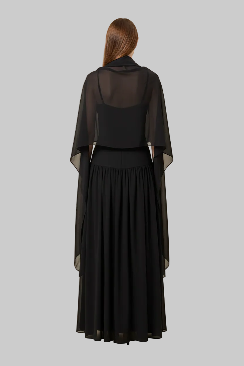 Black Dress with Écharpe - Back