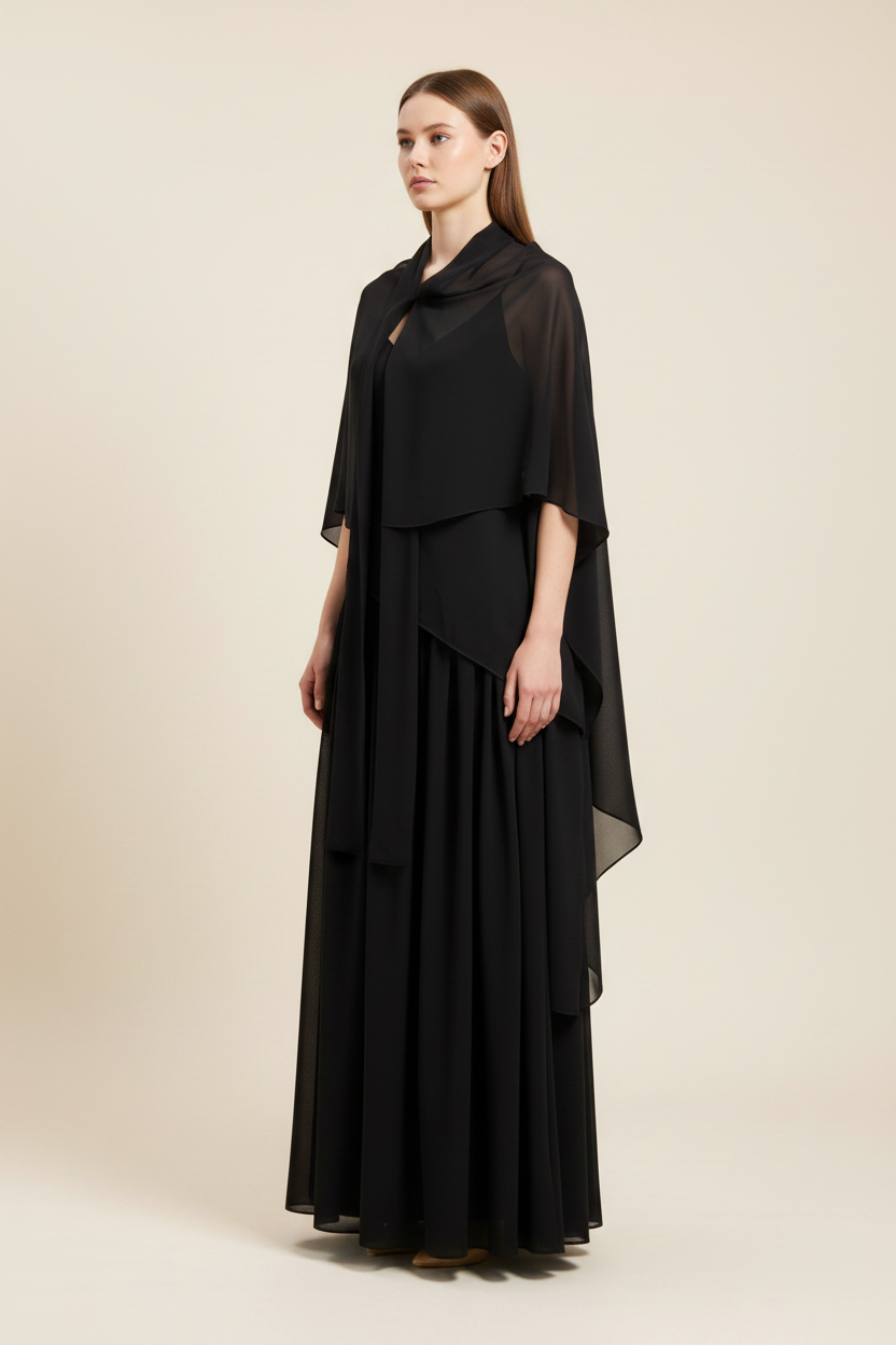 Black Dress with Écharpe - Side