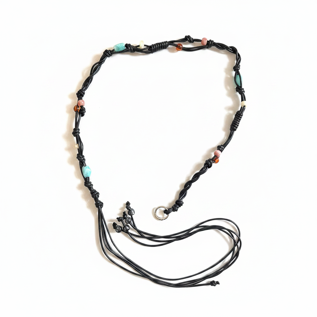 Black Gemstone Belt Flat Lay