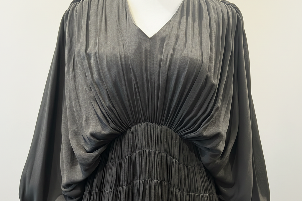 Black Kaftan Dress - Bodice & Waist Detail Close Up