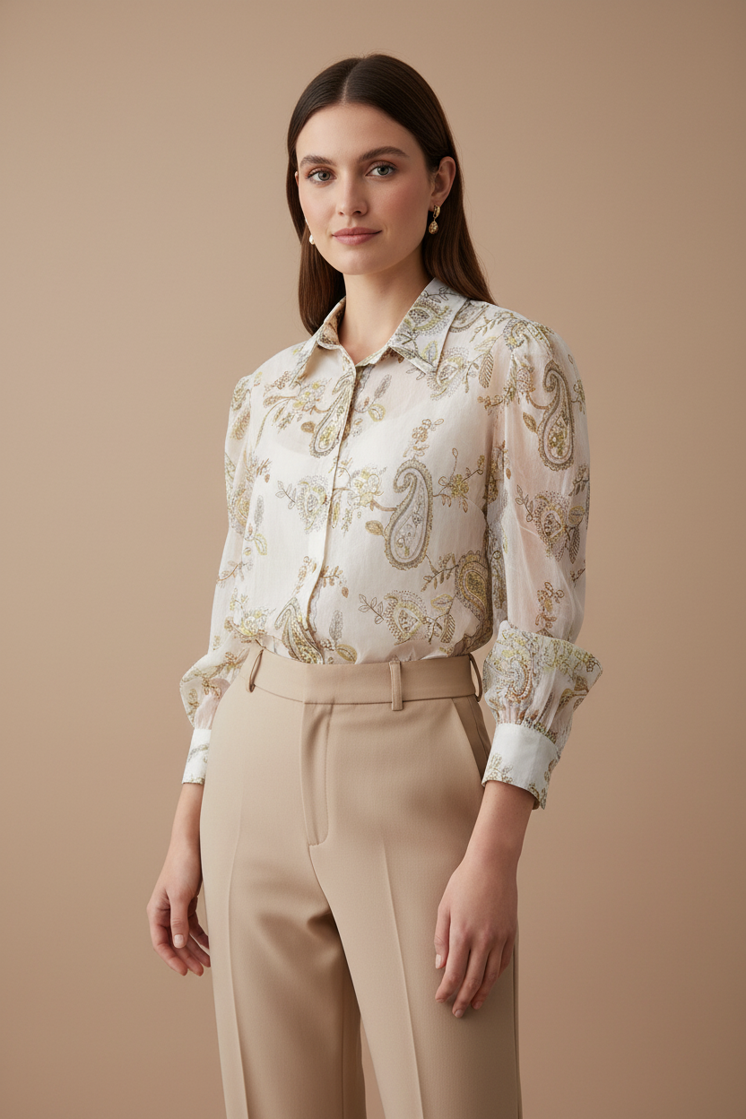 Blusa Paisley - Frente com Modelo