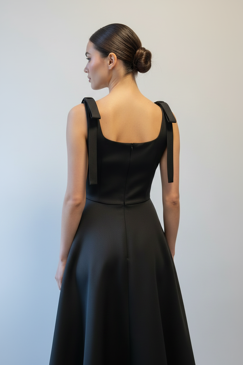 Bow Strap Dress - Back on Model