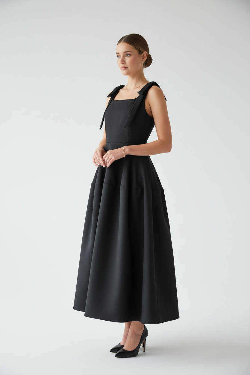 Bow Strap Dress - Three Quarter
