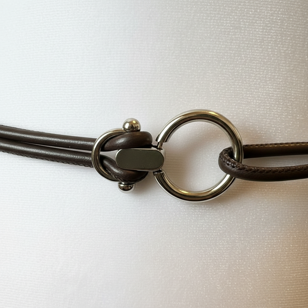 Brown Cord Belt - All Silver Clasp Detail