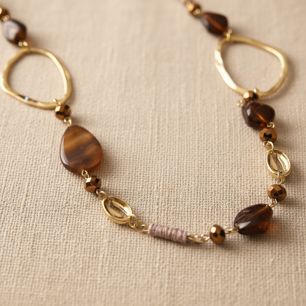 Brown stone necklace detail