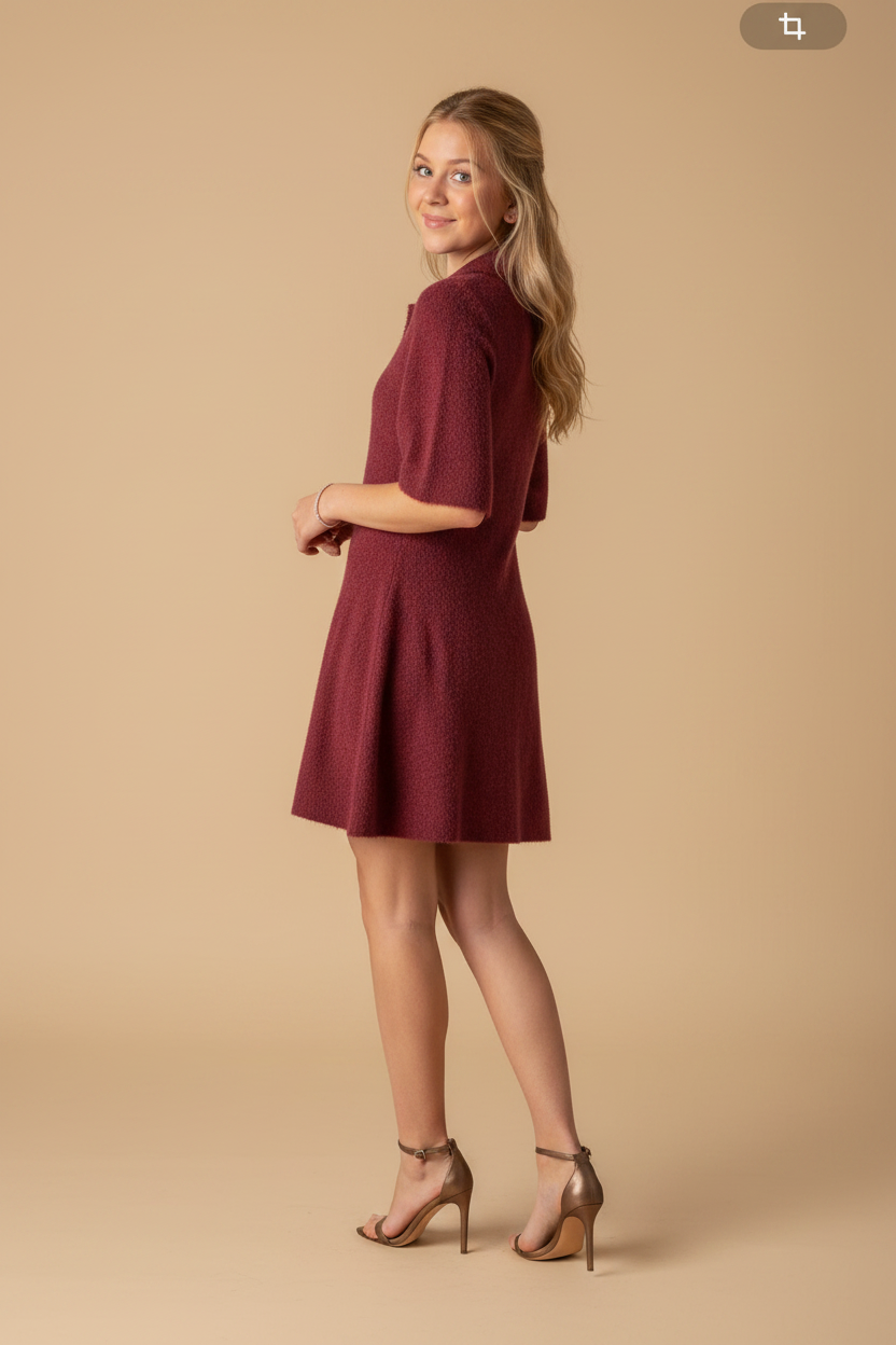 Burgundy Dress - Warm Beige Studio