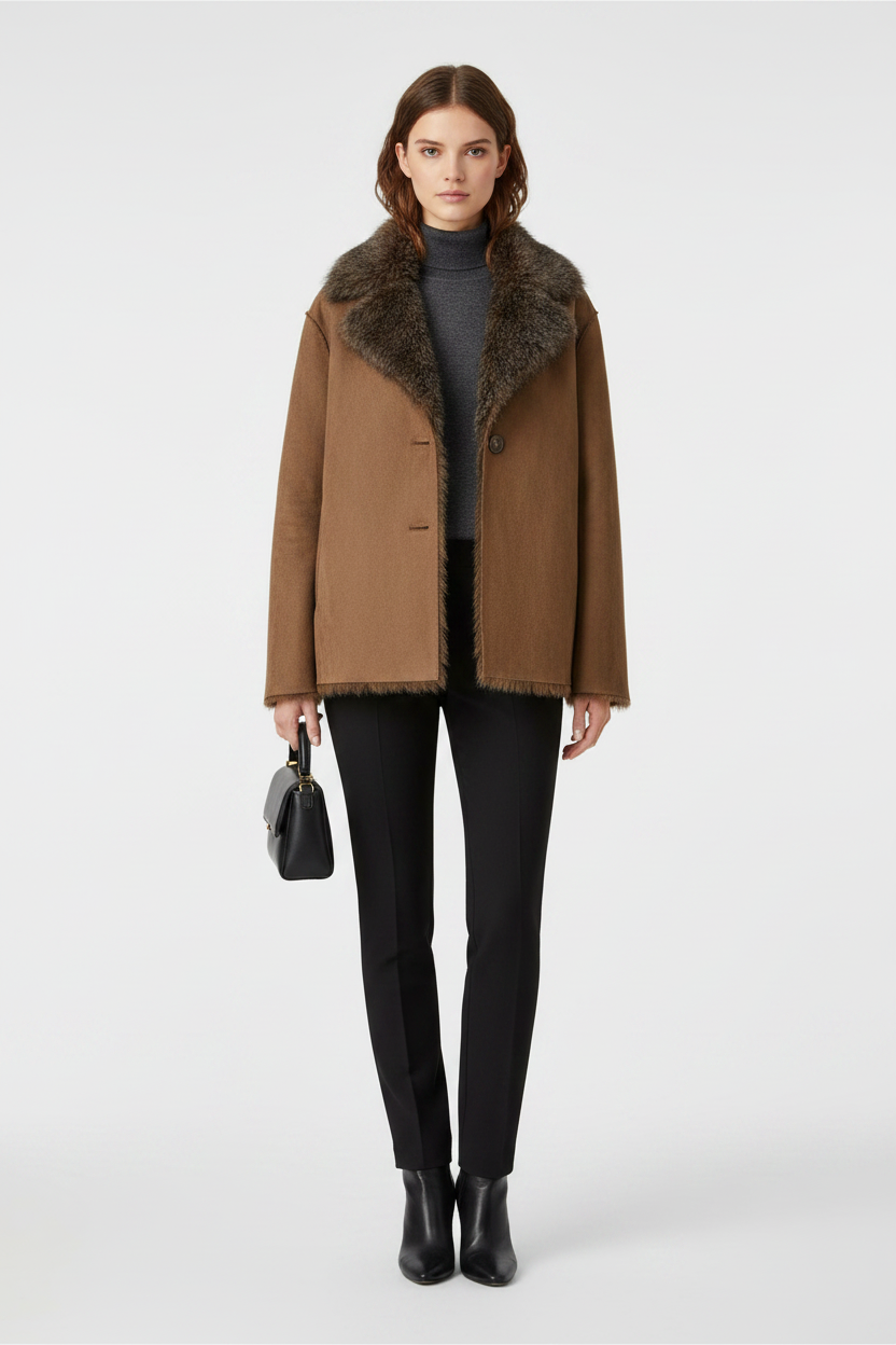 Camel Suede Jacket - Frente