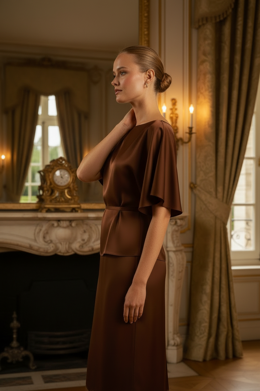 Cape Satin Set - Comprimento Corrigido Frente