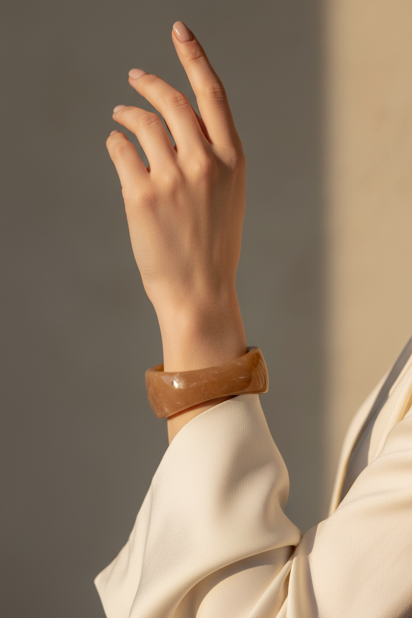 Caramel Resin Bangle – On Model