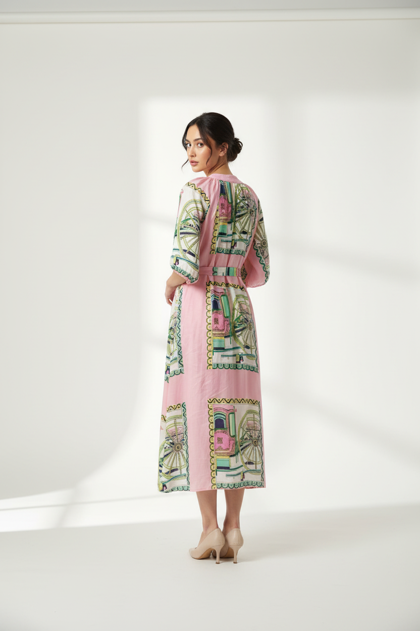 Carriage Print Dress – Back