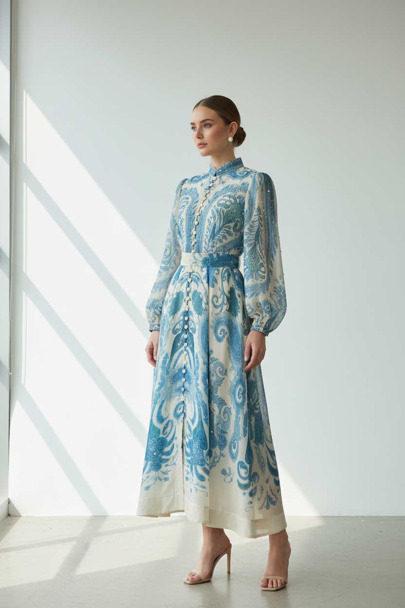 Close-up detalhes gola e botões