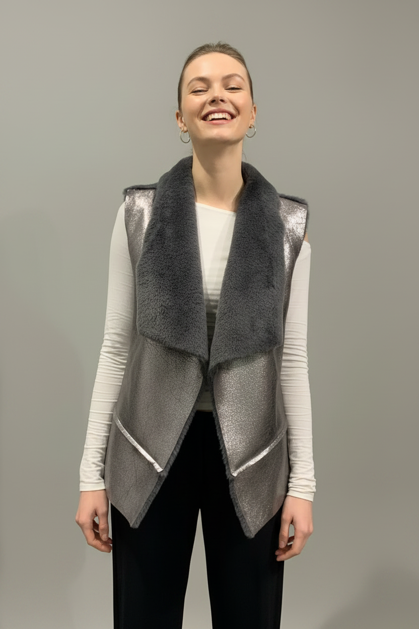 Colete Curto PU Silver - Frente Alegre