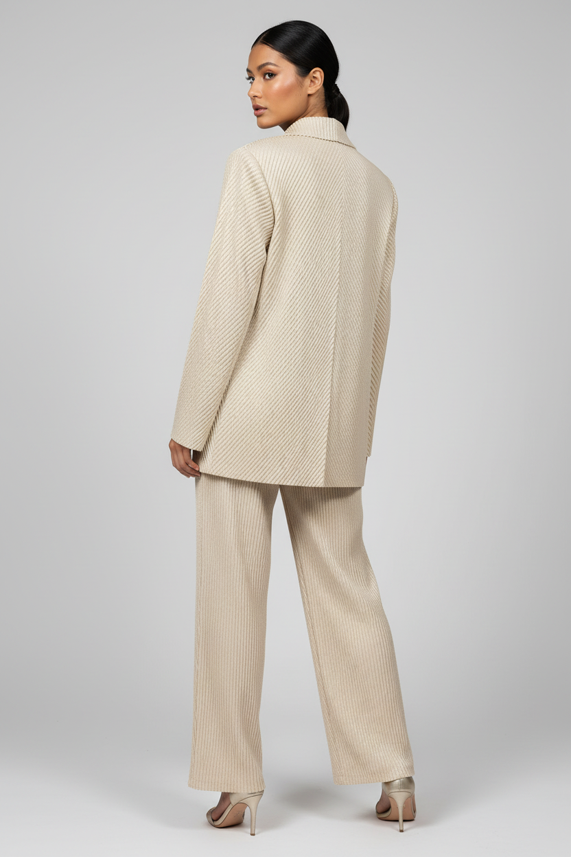 Conjunto Cream - Blazer Curto - Costas