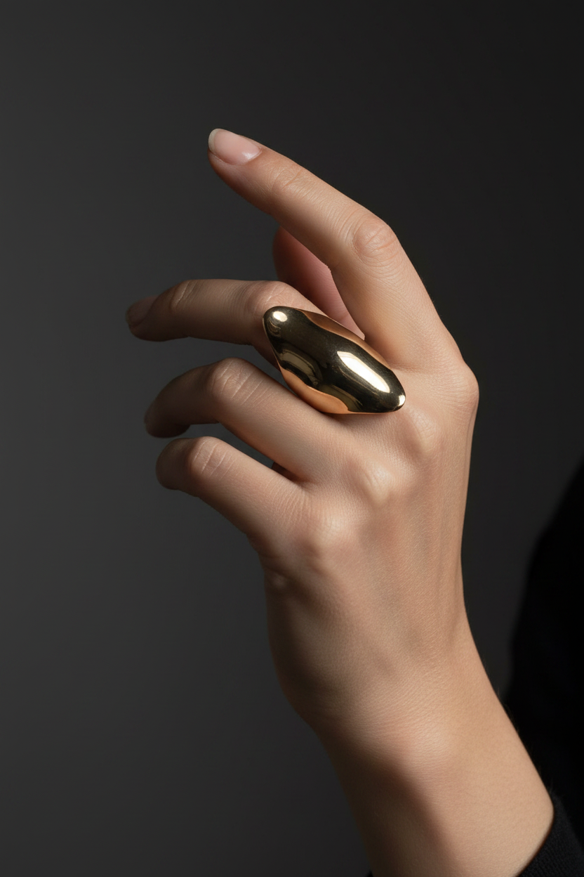 Corrected model shot gold dome ring