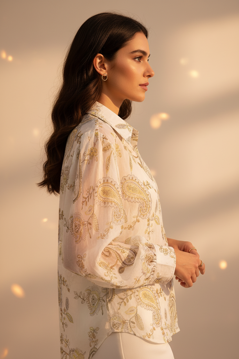 EMBROIDERED COTTON PAISLEY SHIRT