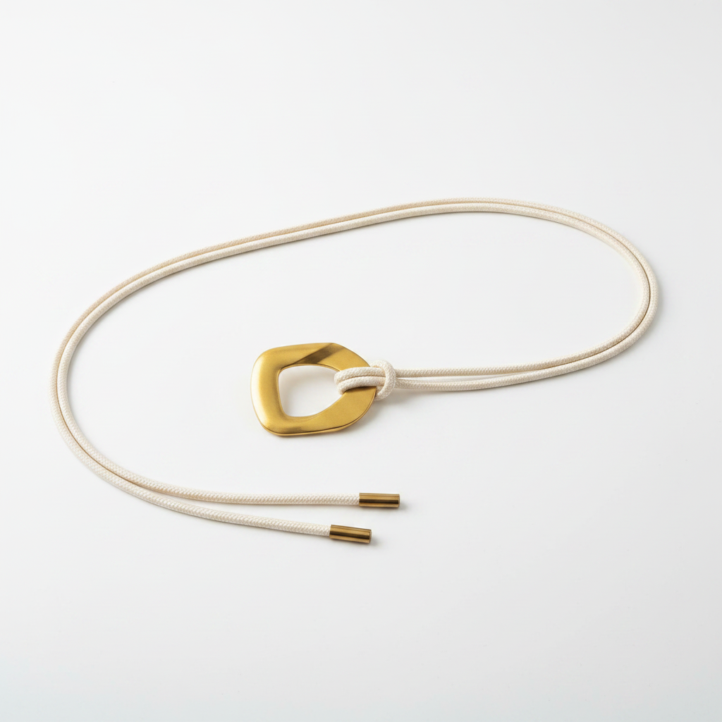 Cream Rope Belt Flat Lay