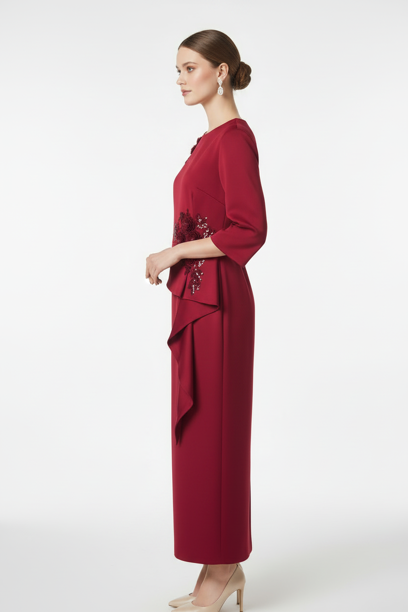 Crimson Dress - Side View E-commerce