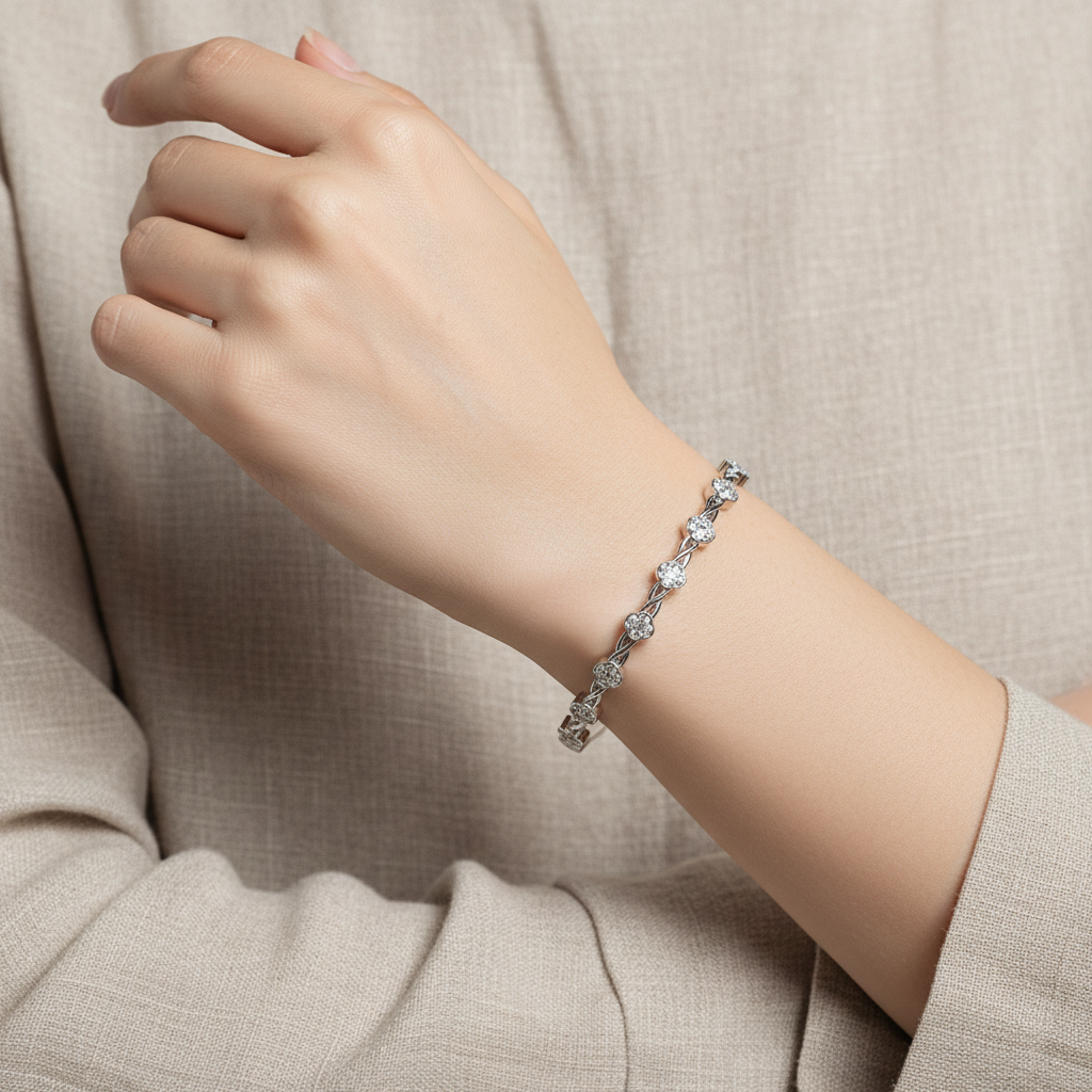 Crystal flower bracelet neutral background