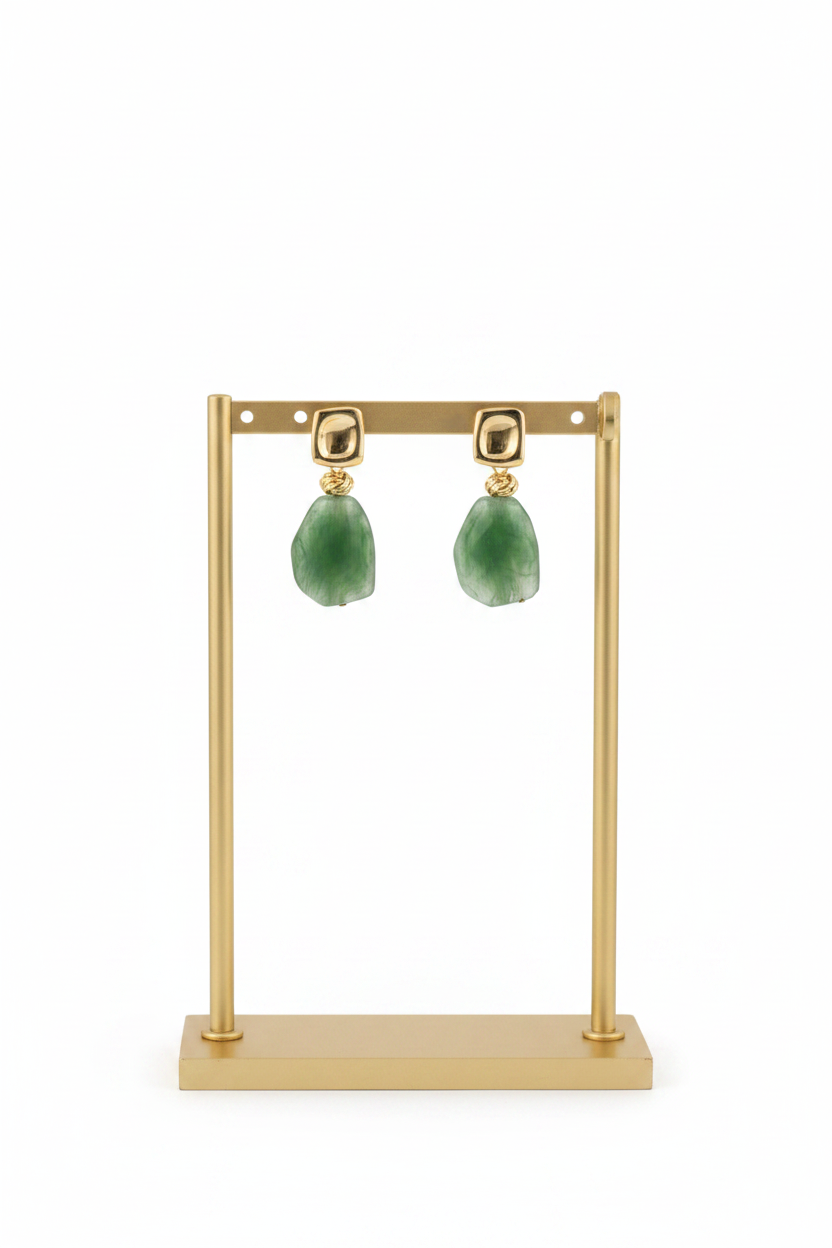 Display green jade drop earrings