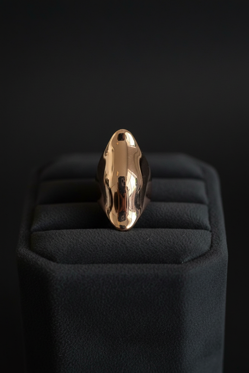 Display shot rose gold dome ring
