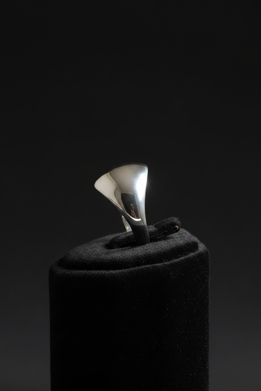 Display shot silver dome ring