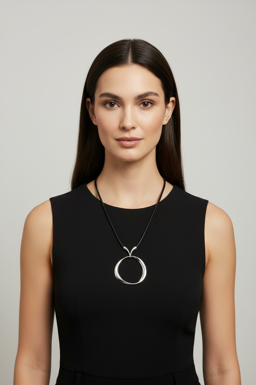 Eclipse Hoop Pendant – Black Sleeveless Top