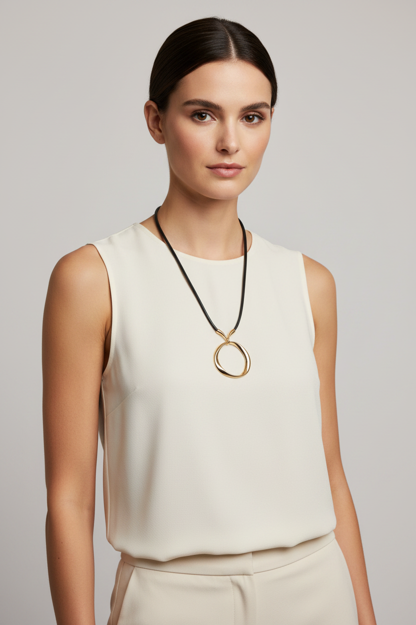 Eclipse Hoop Pendant Gold – Smaller Pendant Cream Top