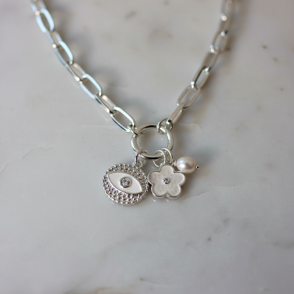 EVIL EYE & PEARL STAR NECKLACE
